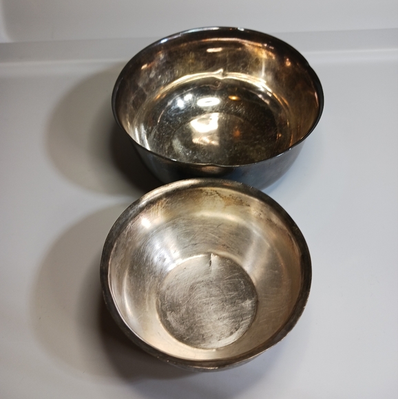 Vintage Lot Of 2 Signed Sterling Silver Unpolished Cup Bowl - 146g - Picture 2 of 11